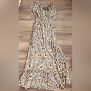 ILLA ILLA Floral Maxi Dress in Gray and Yellow